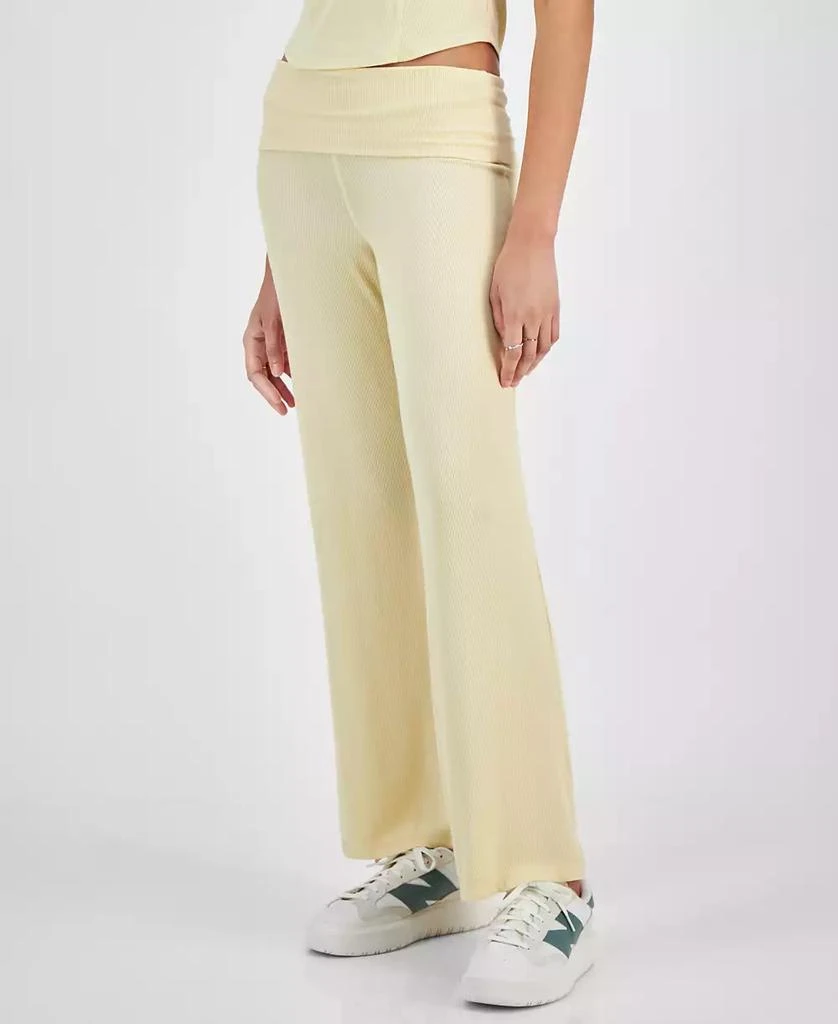 Ultra Flirt Juniors' High Rise Foldover-Waist Ribbed Knit Pants 1