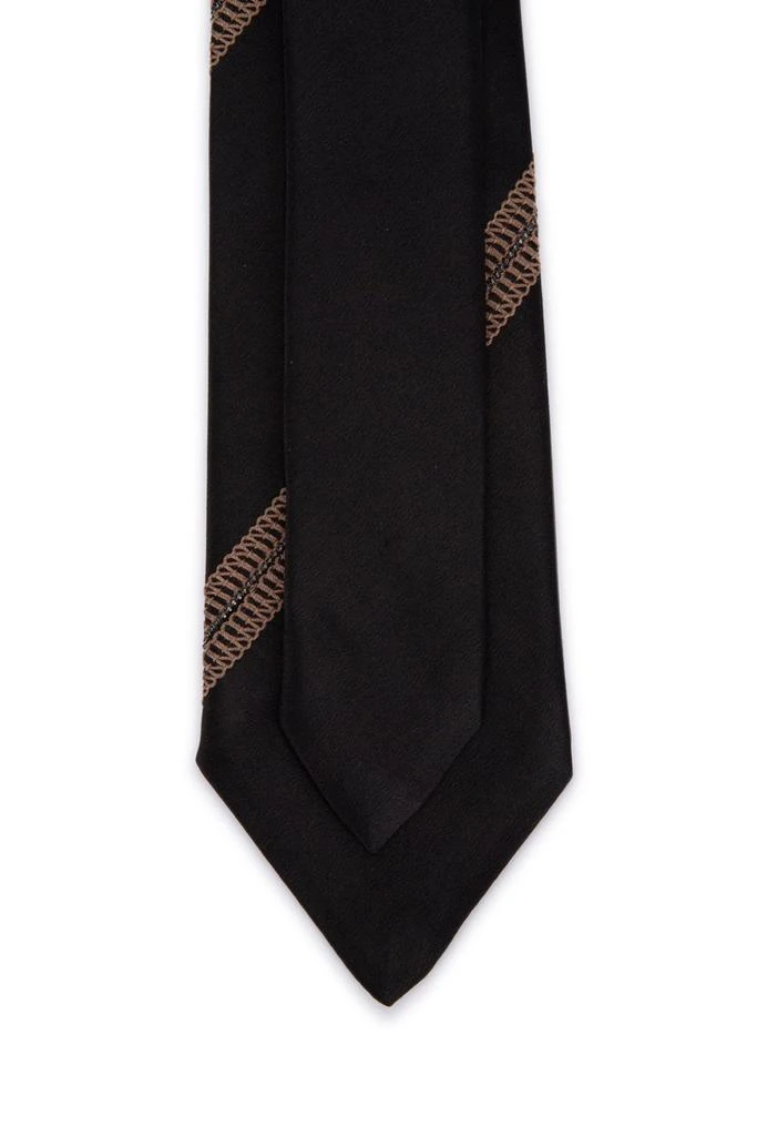 Brunello Cucinelli Brunello Cucinelli Stripe-Embroidered Pointed Tip Tie 3