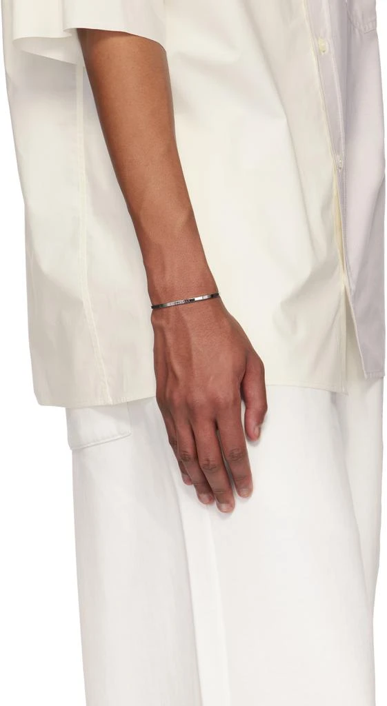 MM6 SSENSE Exclusive Silver 'Year of the Snake' Minimal Logo Cuff Bracelet 3