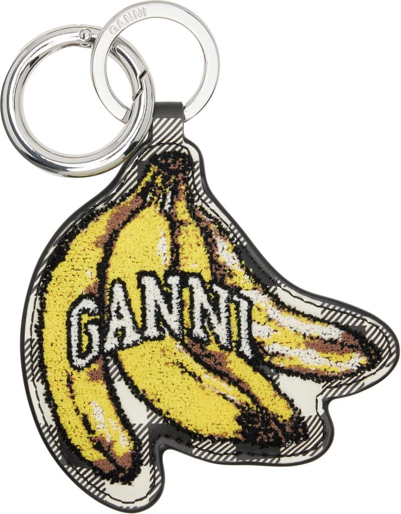 Ganni Black 
White Banana Keychain