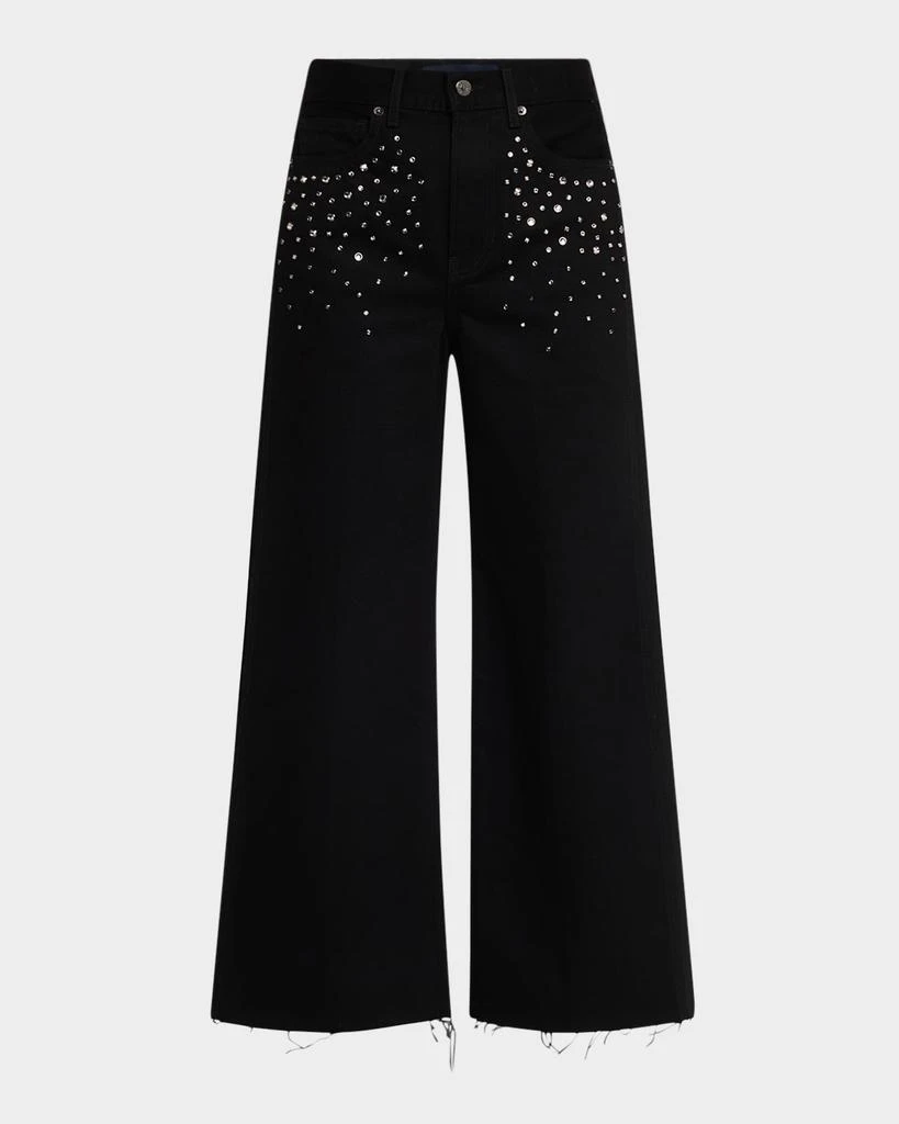VERONICA BEARD Taylor Cropped High-Rise Wide Embellished Jeans 1