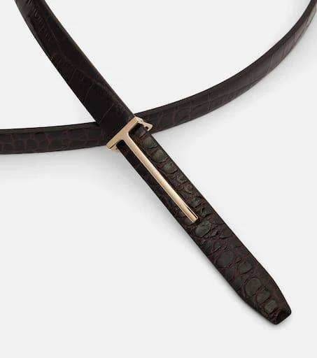 Tom Ford T croc-effect leather belt 3