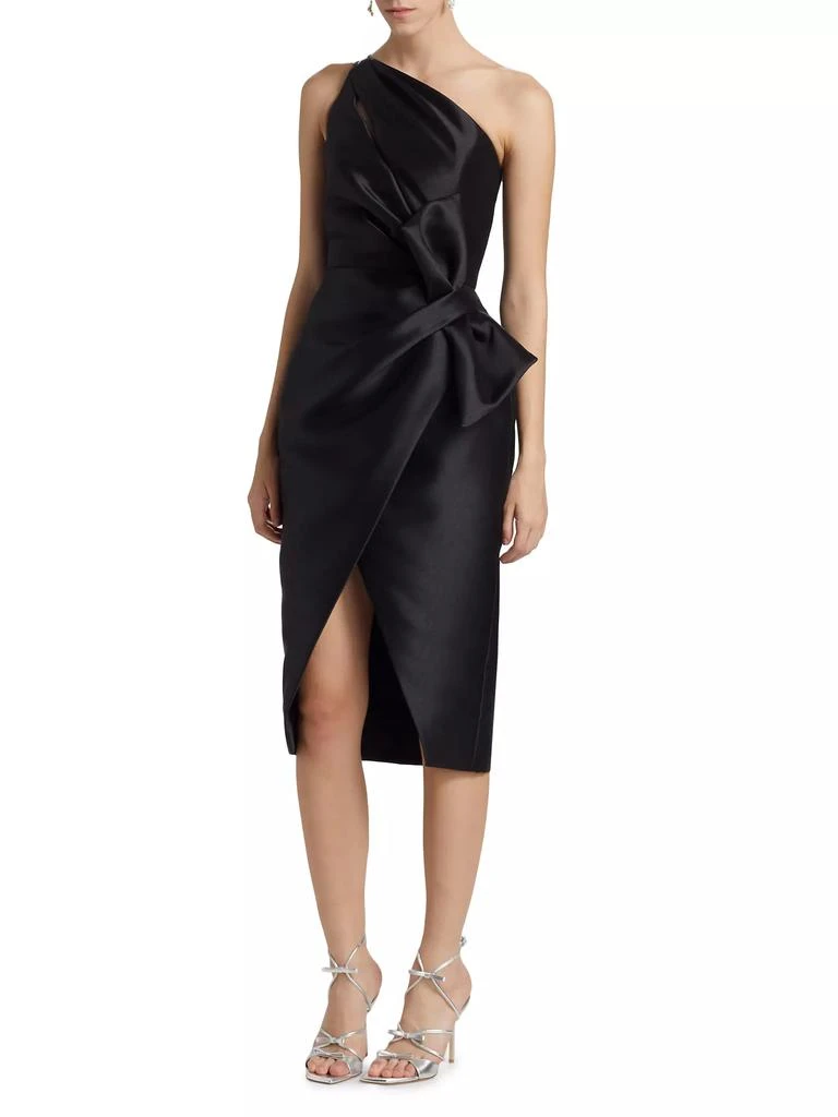 Amsale One-Shoulder Bow-Accented Cocktail Dress 3