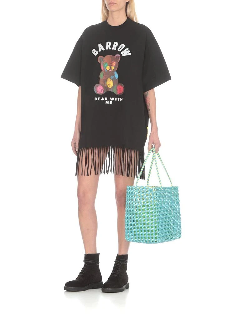 BARROW Barrow Logo-Flocked Crewneck Fringed T-Shirt 4