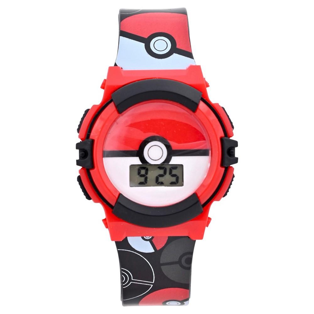 Accutime Kids Unisex Pokemon Poke Ball Black Silicone Strap Watch 38mm Set