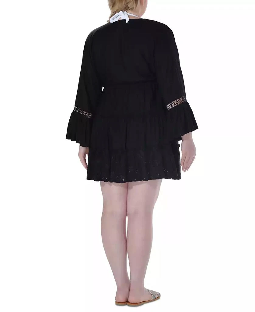 Raviya Plus Size Lace-Inset Eyelet-Flounce Cover-Up 2