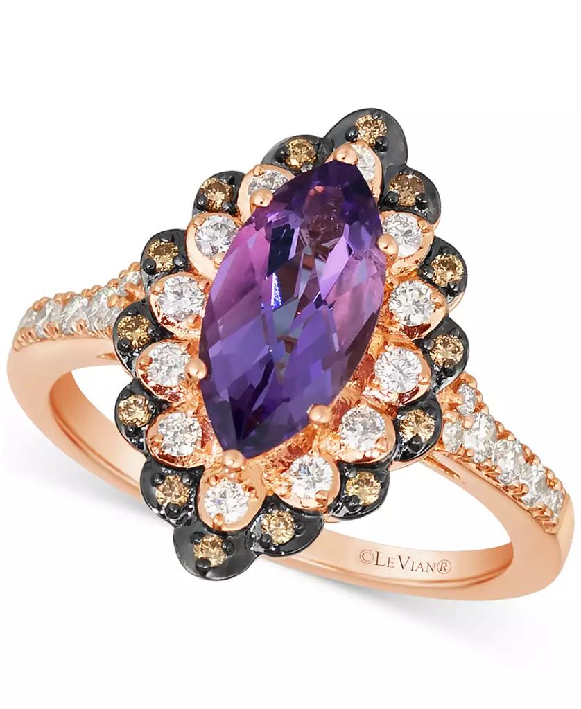 Le Vian Grape Amethyst (1-3/8 ct. t.w.) & Diamond (3/8 ct. t.w.) Marquise Halo Ring in 14k Rose Gold