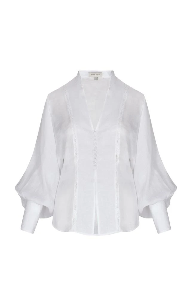 Andres Otalora Andres Otalora - Rocas Del Mar Puff-Sleeve Linen Blouse - Off-White - US 8 - Moda Operandi 1
