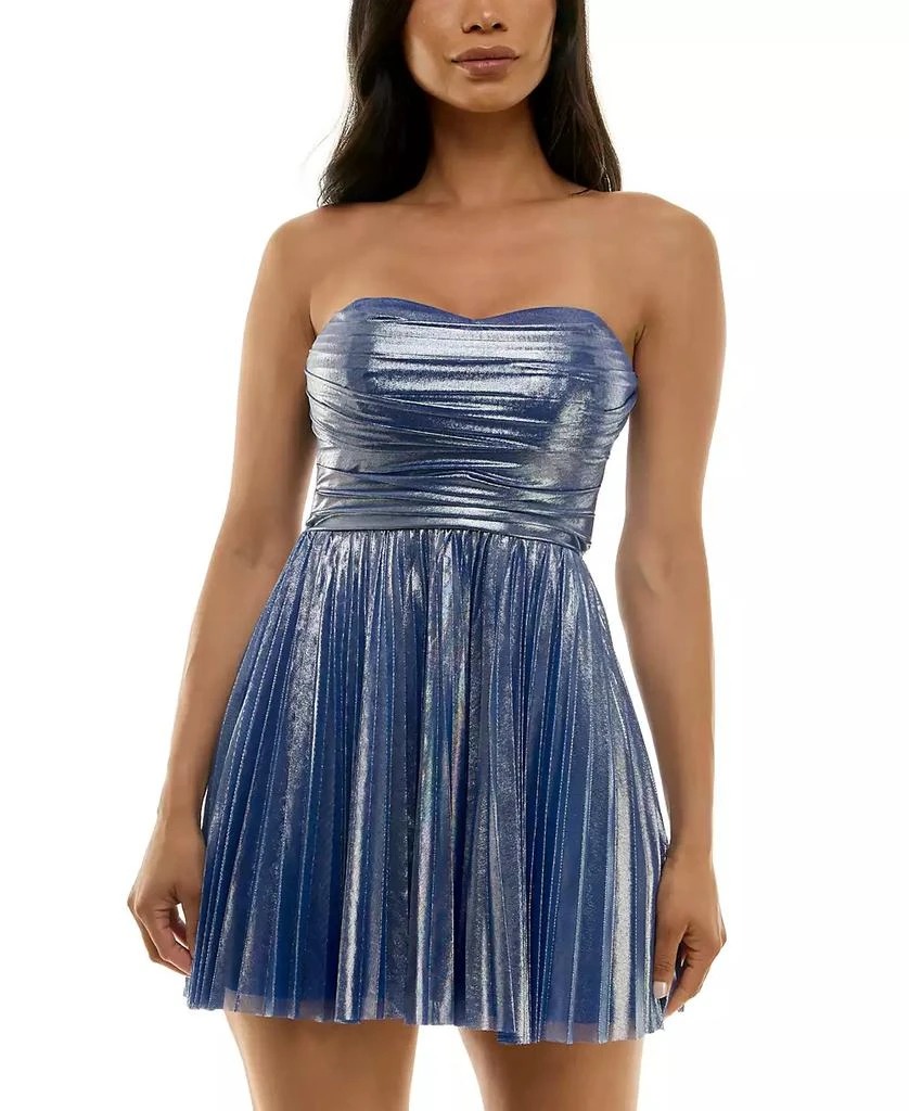 B Darlin Juniors' Sweetheart-Neck Shimmery Fit & Flare Dress 1