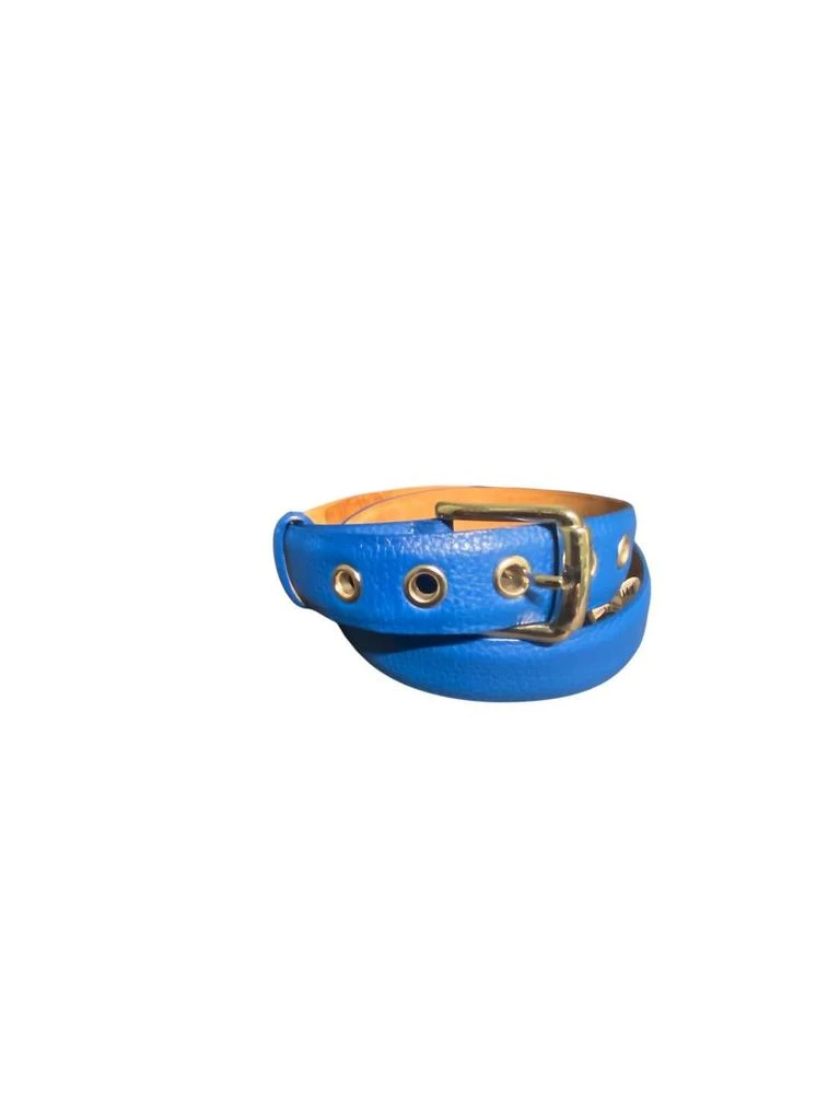 W. Kleinberg Cobalt Leather Belt With Grommets In Cobalt Blue 2