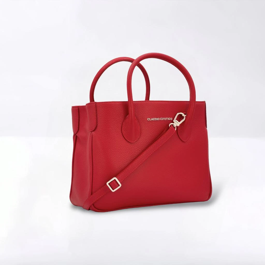 Claudio Civitico Red Satchel purse with silver hardware 2