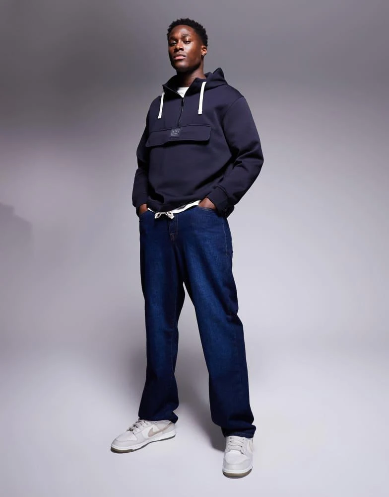 Armani Exchange Armani Exchange central logo hoodie in navy 3
