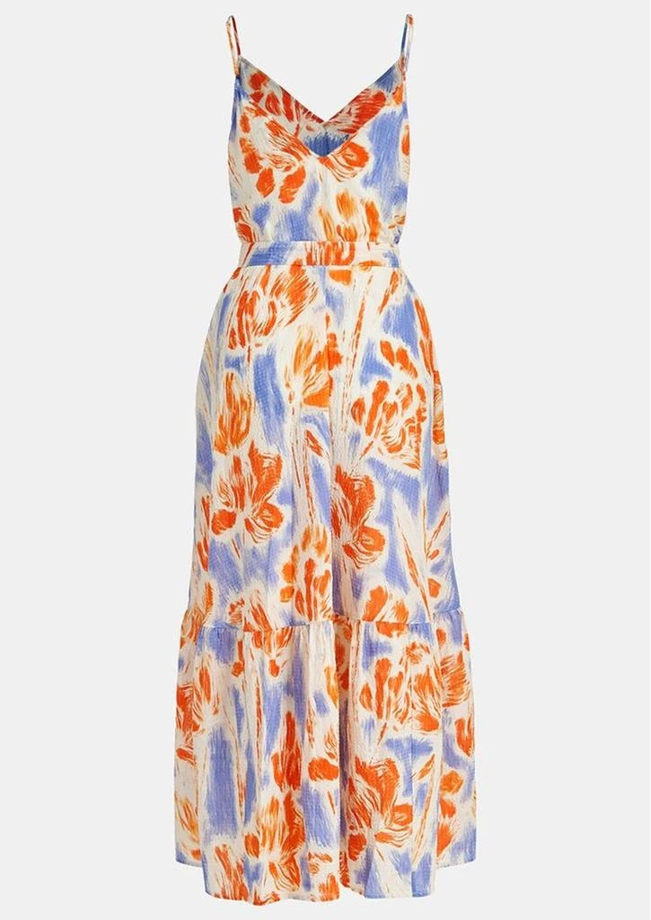 knee length dresses for ladies Emily Lovelock Orange Midi Print Dress Blue Valentina – MMJs Fashion