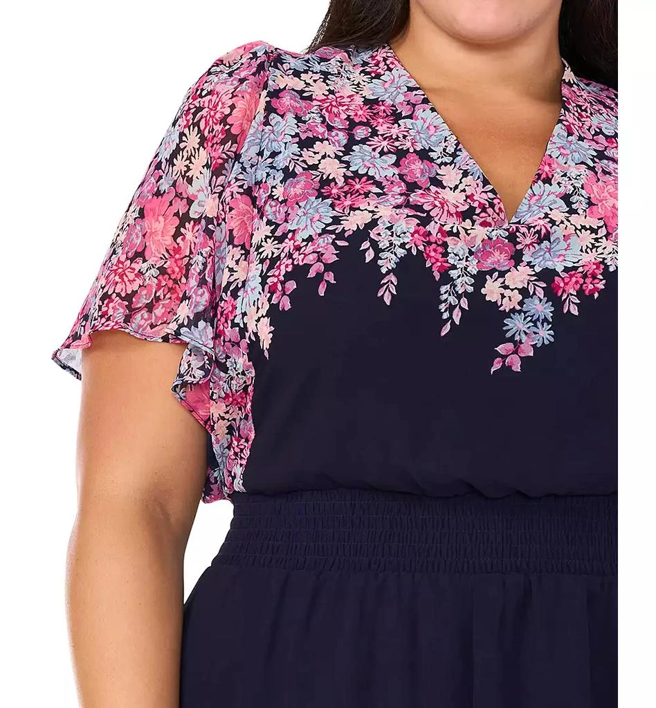 MSK Plus Size Flutter-Sleeve V-Neck Maxi Dress 4