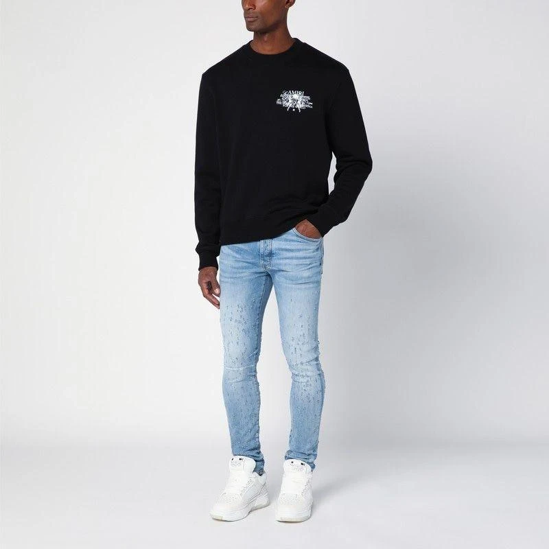 AMIRI LIGHT BLUE WASHED SKINNY JEANS WITH WEAR 2