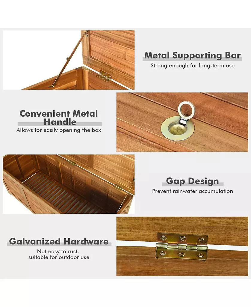 GOUUN 47 Gallon Acacia Wood Storage Bench Box for Patio Garden Deck 4