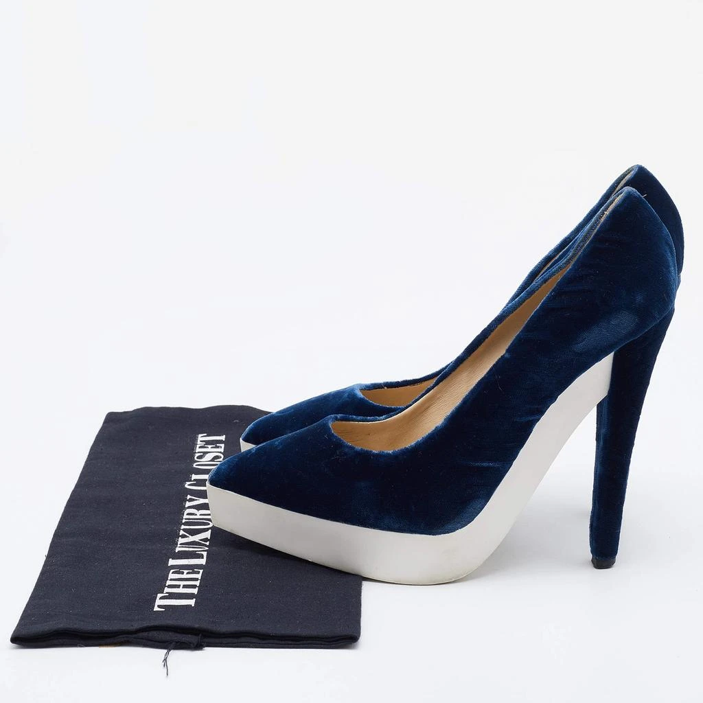 Stella McCartney Stella McCartney Navy Blue Velvet Pointed Toe Platform Pumps Size 37.5 9