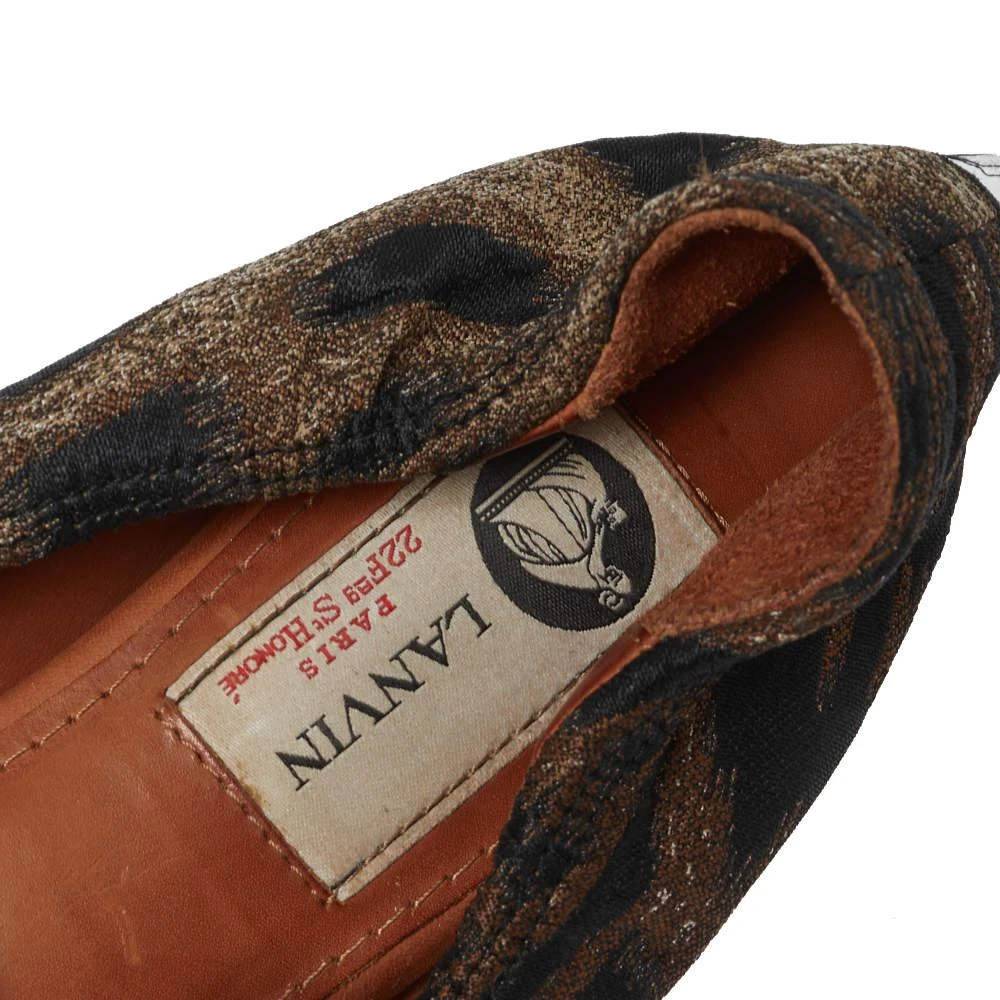 Lanvin Lanvin Black/Brown Brocade Fabric Leopard Print Ballet Flats Size 39 7