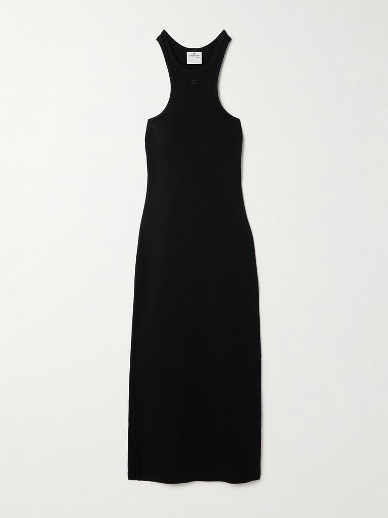 【Courreges】Buckle contrast cotton mini dress（送料込み） Courrèges Buckle Contrast White Black Cotton Mini Dress
