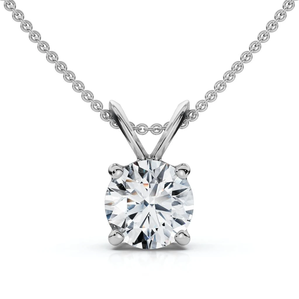 Pompeii3 3/4ct Diamond Round Solitaire Pendant 14K White Gold Lab Grown