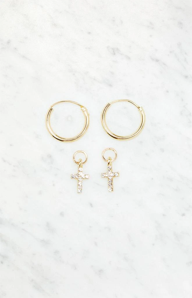 LA Hearts Mini Cross Rhinestone Hoops 1