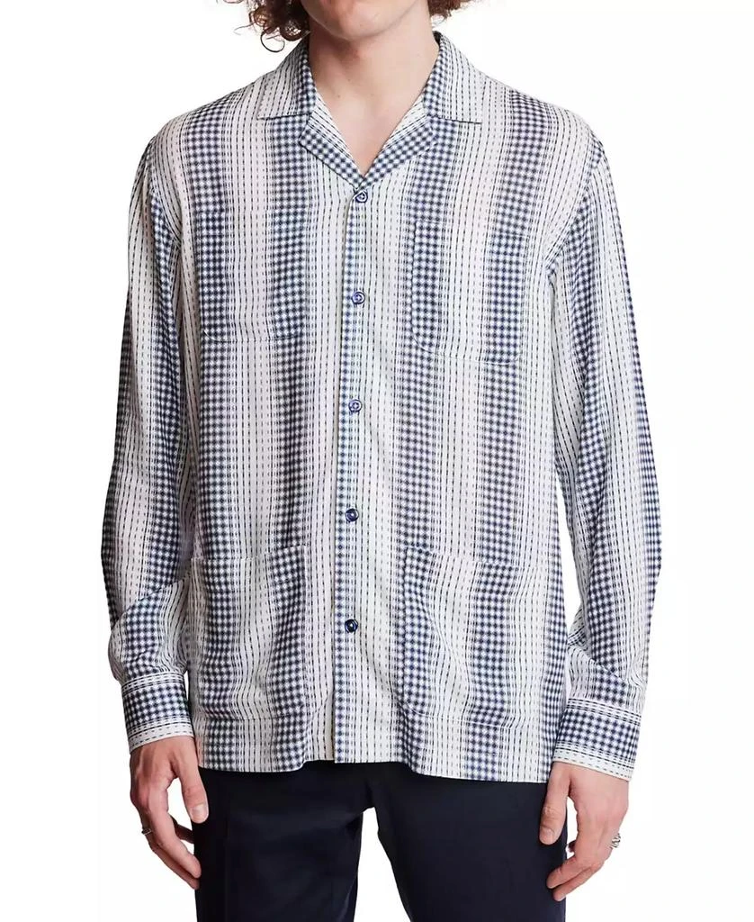 Paisley & Gray Men's Slim Fit Long Sleeve Diamond Striped Button Front Camp Shirt 1