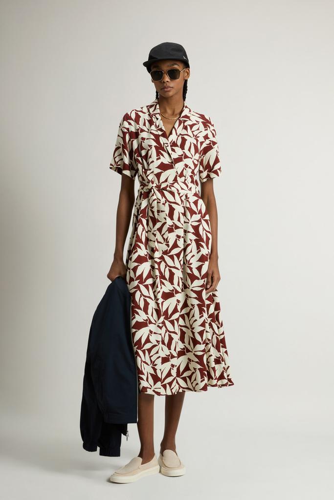 Woolrich Wrap Dress with Nature Motif - Women - Red