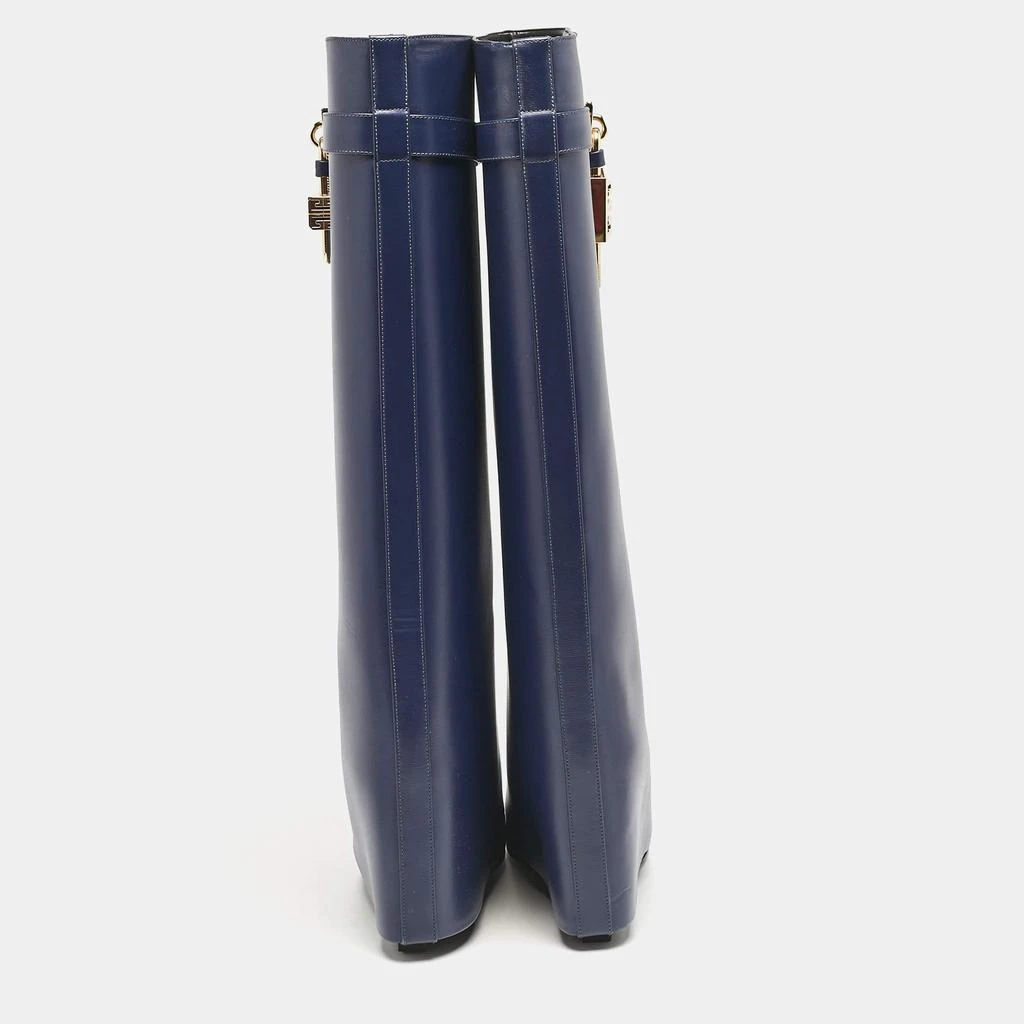 Givenchy Givenchy Navy Blue Leather Shark Lock Knee Length Boots Size 39 5