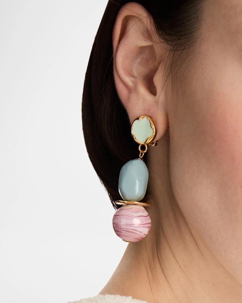 Oscar de la Renta Sea Glass Drop Clip-On Earrings 2