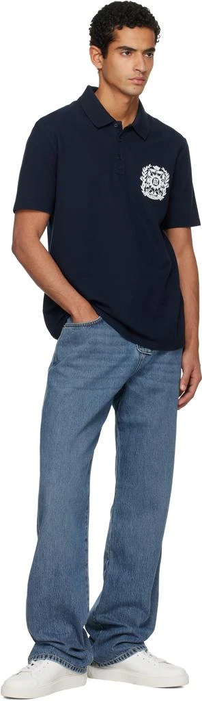 Balmain Navy Écusson Print Cotton Polo 4
