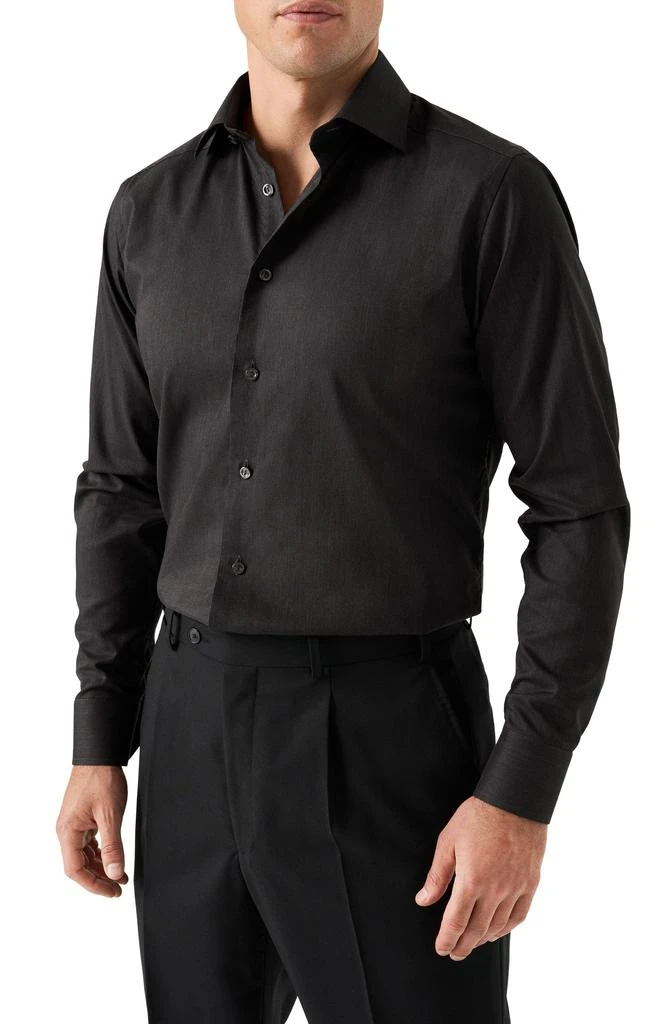 Eton Slim Fit Cotton Herringbone Flannel Dress Shirt 1