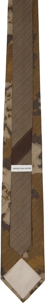 Dries Van Noten Khaki Printed Tie 2
