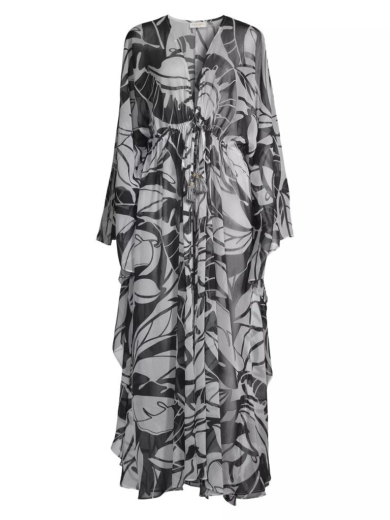 Ramy Brook Austin Palm-Print Caftan Cover-Up Dress