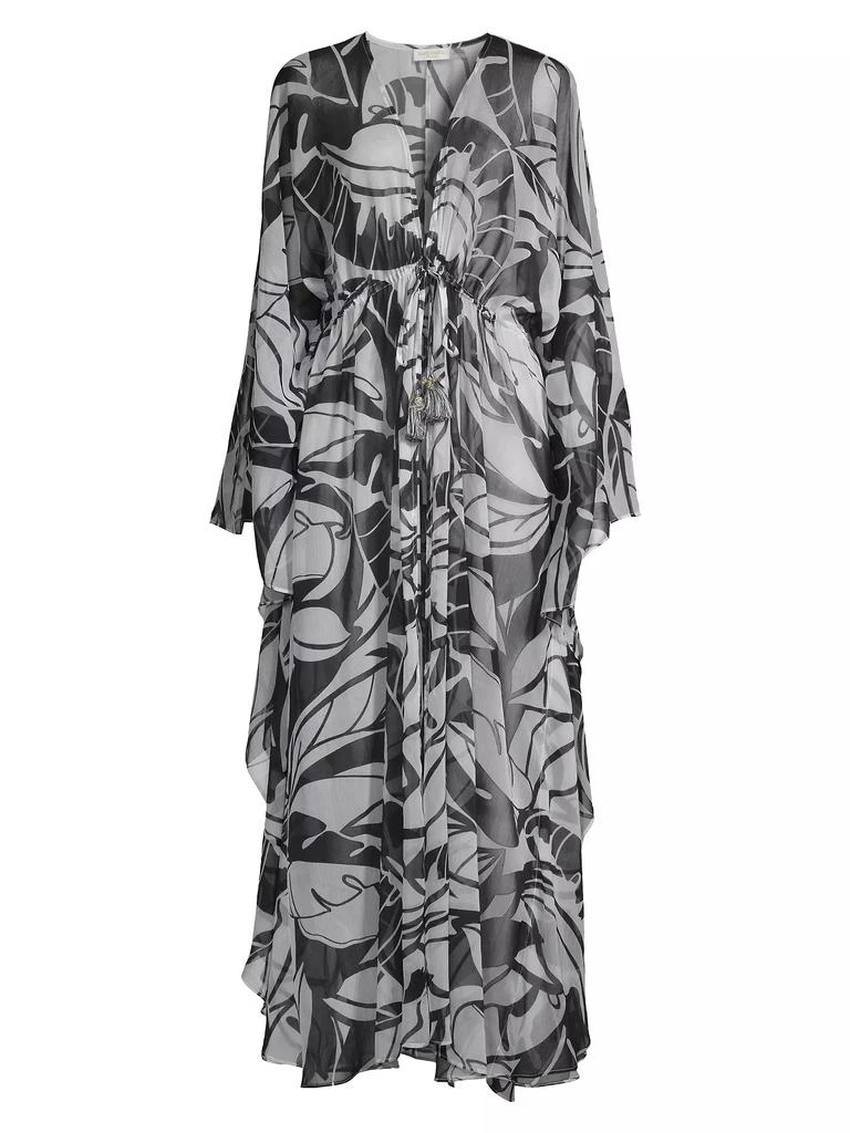 Ramy Brook Austin Palm-Print Caftan Cover-Up Dress 1