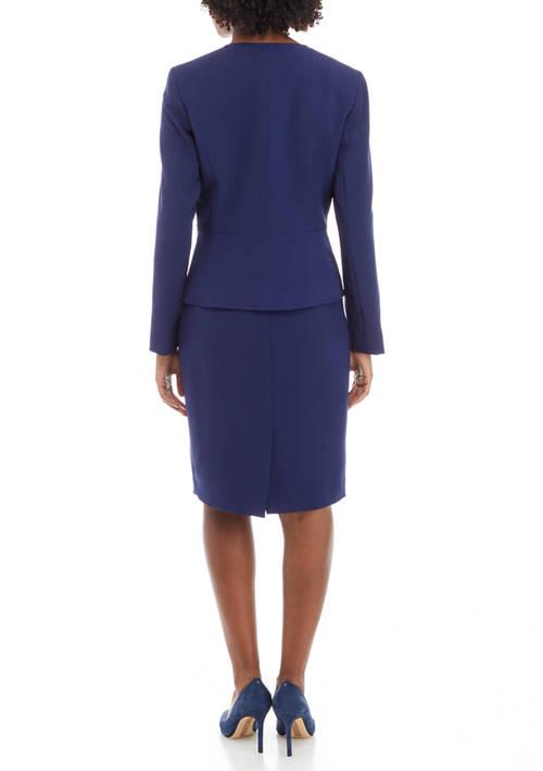 Le Suit Suit Womens Petite Crepe Cardigan Jacket And Sheath Dress Set