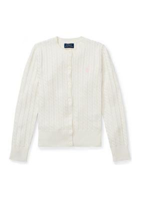 Ralph Lauren Lauren Childrenswear Girls 7 16 Mini Cable Cotton Cardigan