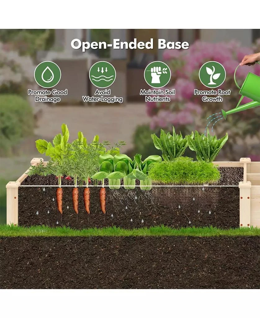 SUGIFT Wooden Raised Open-Ended Base Garden Bed with 2 Planter Box Dividers 7