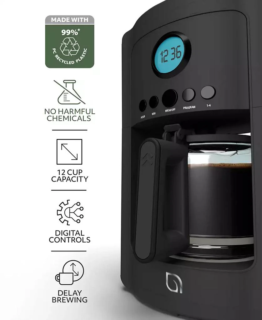 Willow Kitchen 12 Cup Coffee Maker – Programmable Brewing Options with Timer, Beautiful Design, Glass Pot 3