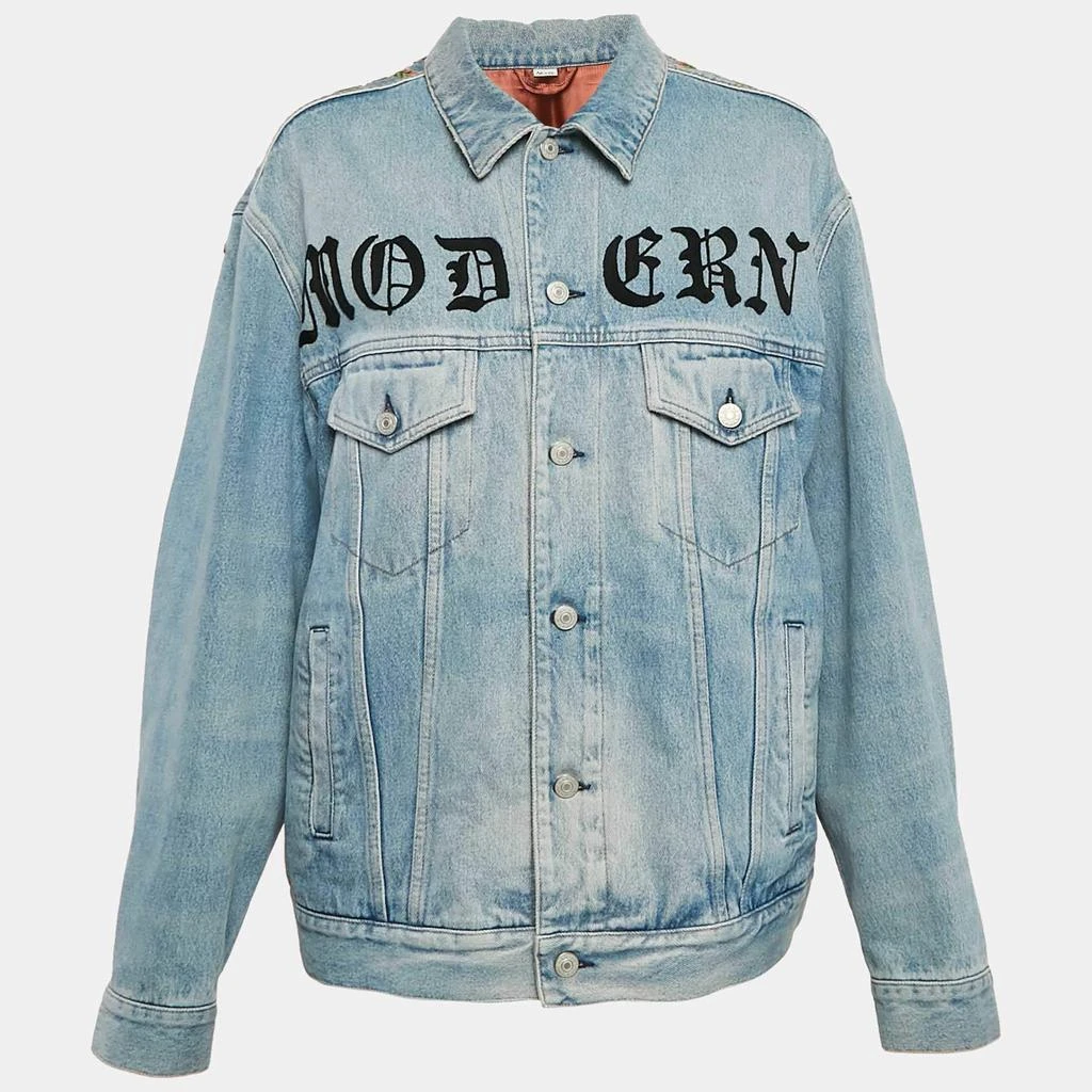 Gucci Gucci Blue Vintage Logo Print Denim Applique Detail Jacket L 1