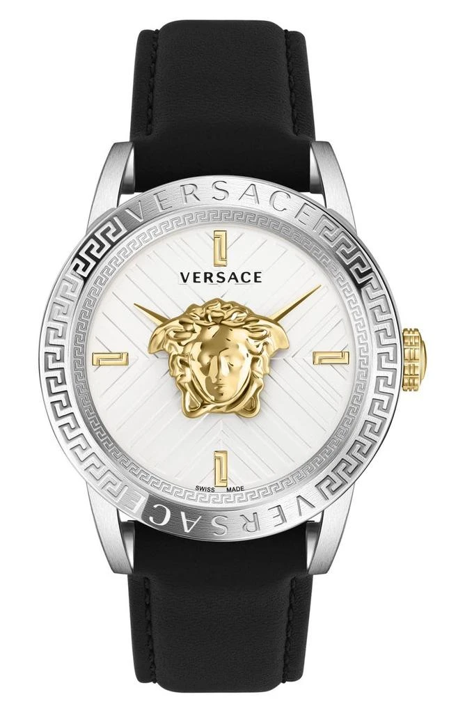 Versace V-Code Leather Strap Watch, 43mm 1