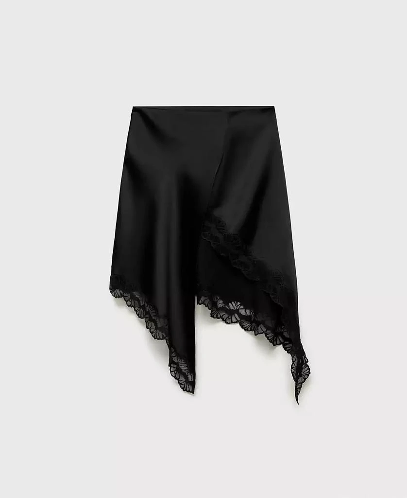 Mango Women's Satin Asymmetric Skirt 4