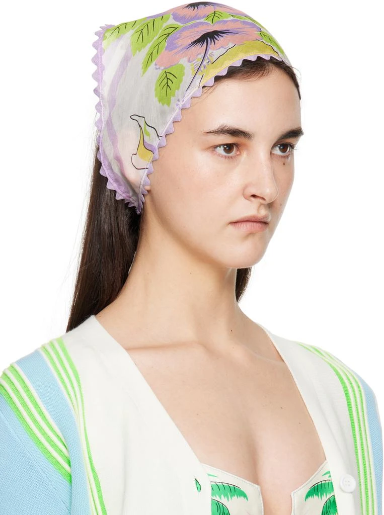 Anna Sui Purple & White Florida Silk Voile Headscarf 2