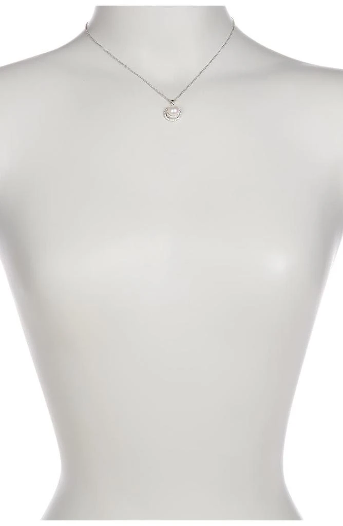 Splendid Pearls 8.5-9mm Cultured Freshwater Pearl Double Halo Pendant Necklace & Earrings Set 3