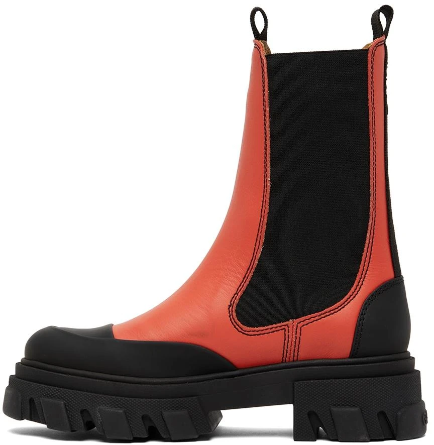 Ganni Red Chelsea Ankle Boots 3