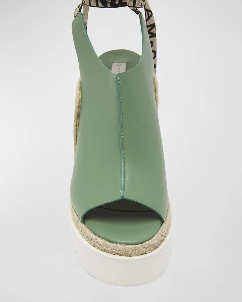 Stella McCartney Gaia Web Ankle-Wrap Espadrille Wedges 6