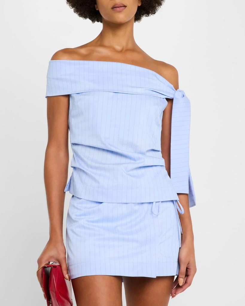 SIR. Lori Pinstripe Off-The-Shoulder Top 4