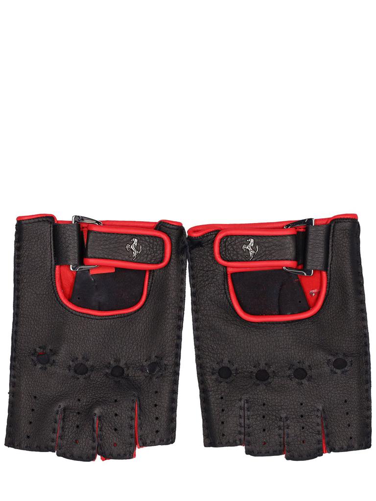 FERRARI Fingerless Leather Gloves