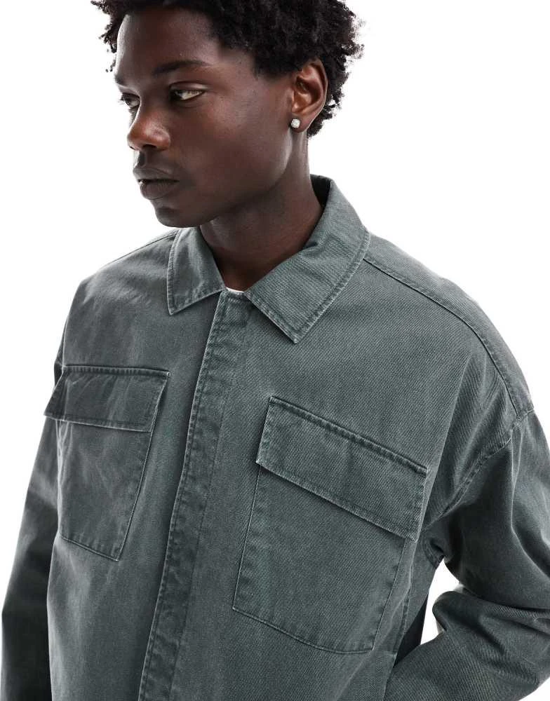 ASOS ASOS DESIGN oversized washed harrington jacket in green 2
