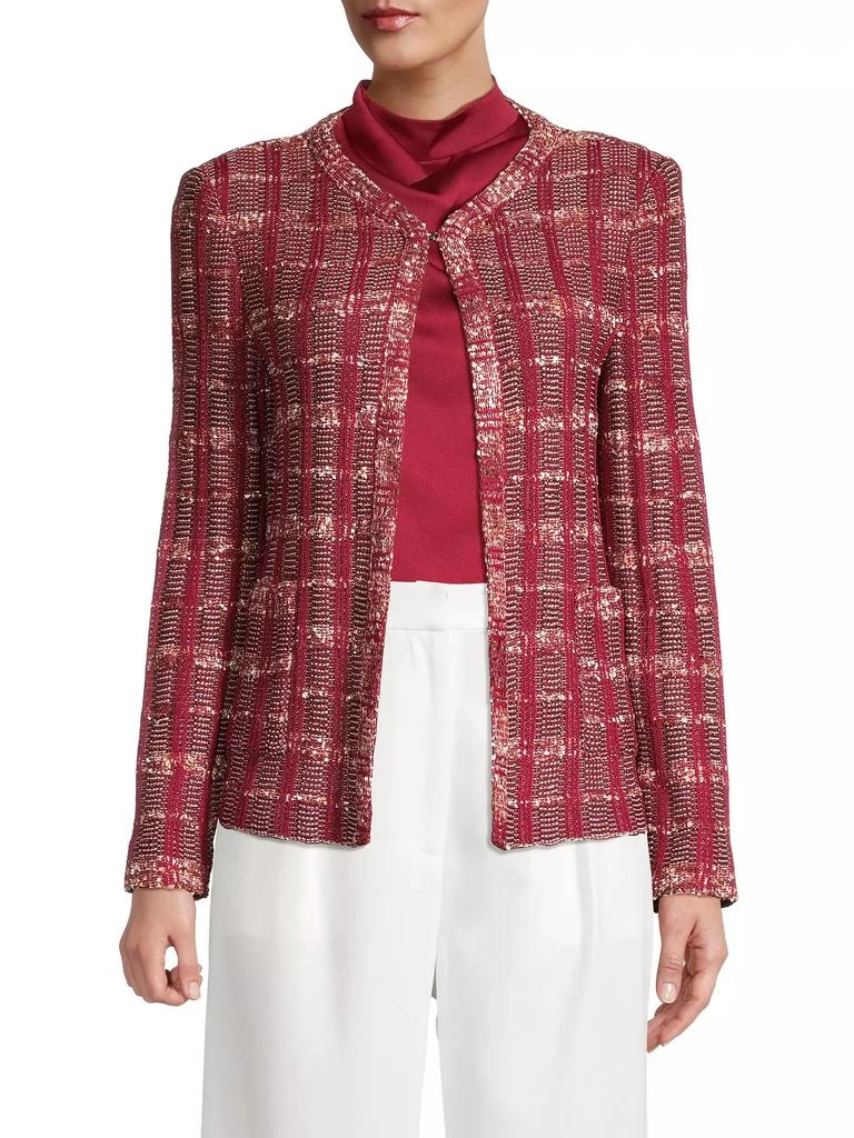 Misook Plaid Eyelash-Tweed Knit Jacket 3