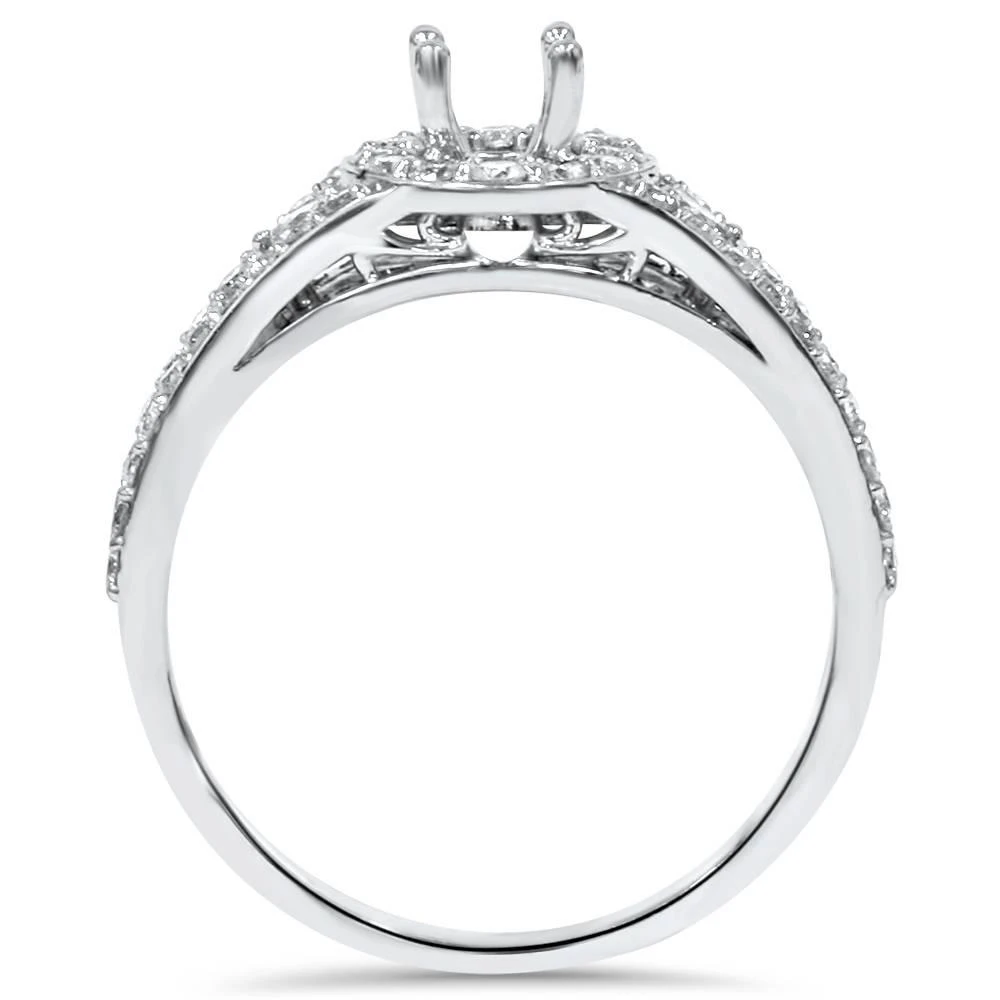 Pompeii3 3/4ct Halo Diamond Engagement Ring Setting 14K White Gold Size Selectable 3